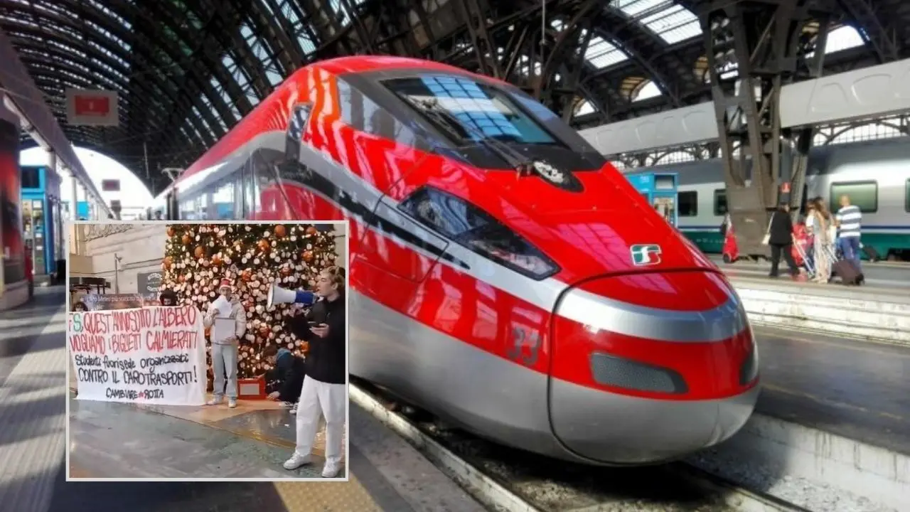 «Tornare a Reggio Calabria in treno? Meglio in slitta»: la protesta per il caro biglietti a Natale si fa sentire a\u00A0Milano\n