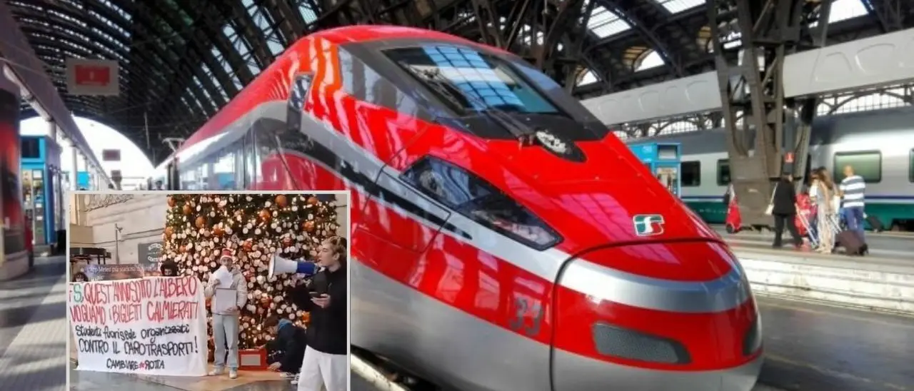 «Tornare a Reggio Calabria in treno? Meglio in slitta»: la protesta per il caro biglietti a Natale si fa sentire a\u00A0Milano\n