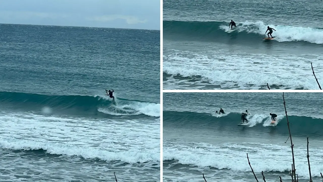 Surfisti in acqua a Crotone per la tempesta di Natale