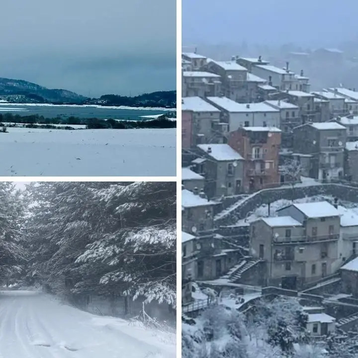 Vigilia di Natale imbiancata in Calabria, la magia della neve dalla Sila alle Serre vibonesi\n
