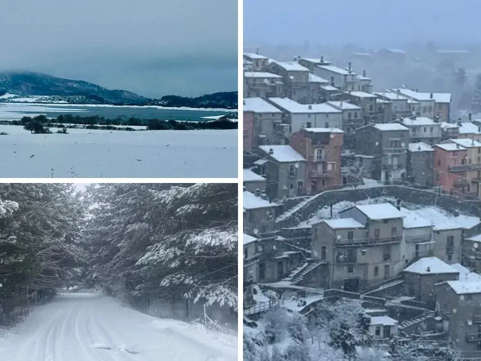 Vigilia di Natale imbiancata in Calabria, la magia della neve dalla Sila alle Serre vibonesi