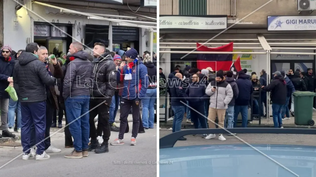 Gruppi di tifosi del Cosenza in attesa del derby