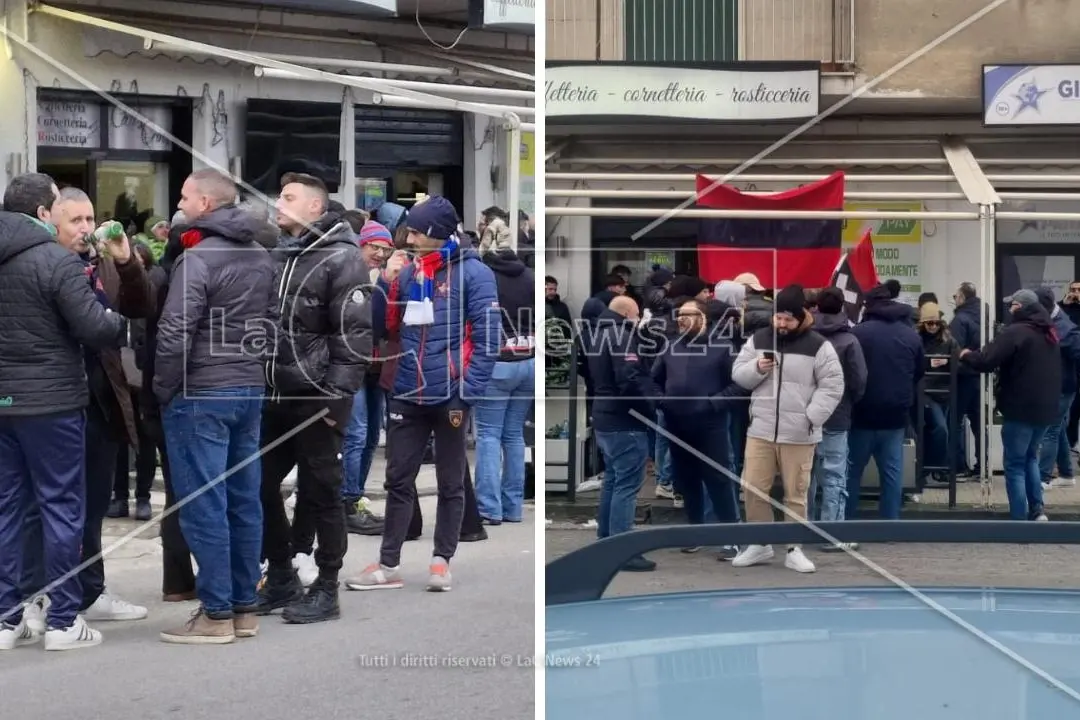 Gruppi di tifosi del Cosenza in attesa del derby