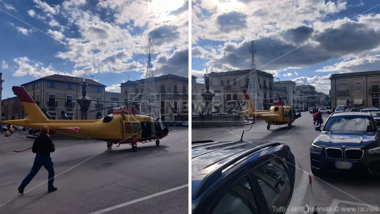 Siderno, donna si sente male per strada: l’elisoccorso atterra al centro della piazza