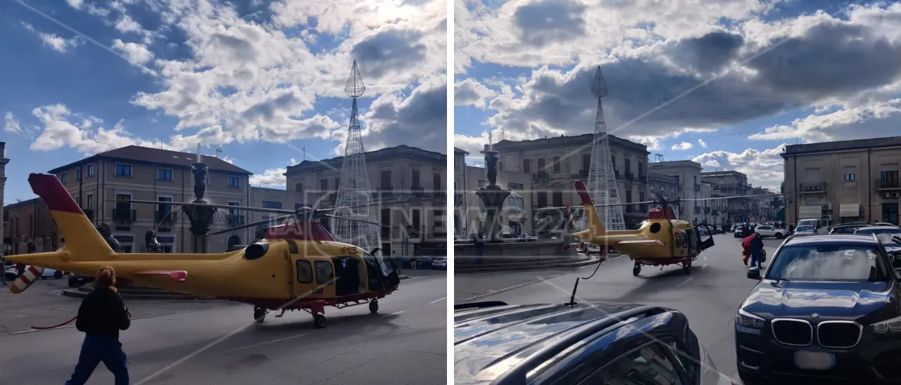 Siderno, donna si sente male per strada: l’elisoccorso atterra al centro della piazza