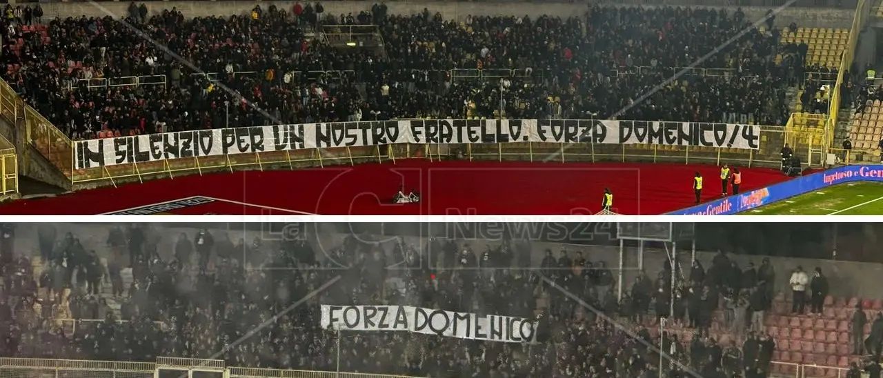 Catanzaro-Salernitana, la Curva Massimo Capraro vicino al giovane Domenico coinvolto in un\u00A0incidente a Santo Stefano\n