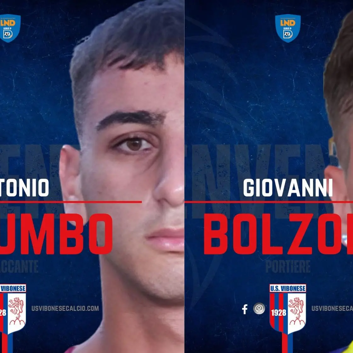 Serie D, la Vibonese annuncia l'ingaggio di due giovani innesti: arrivano Giovanni Bolzon e Antonio Palumbo