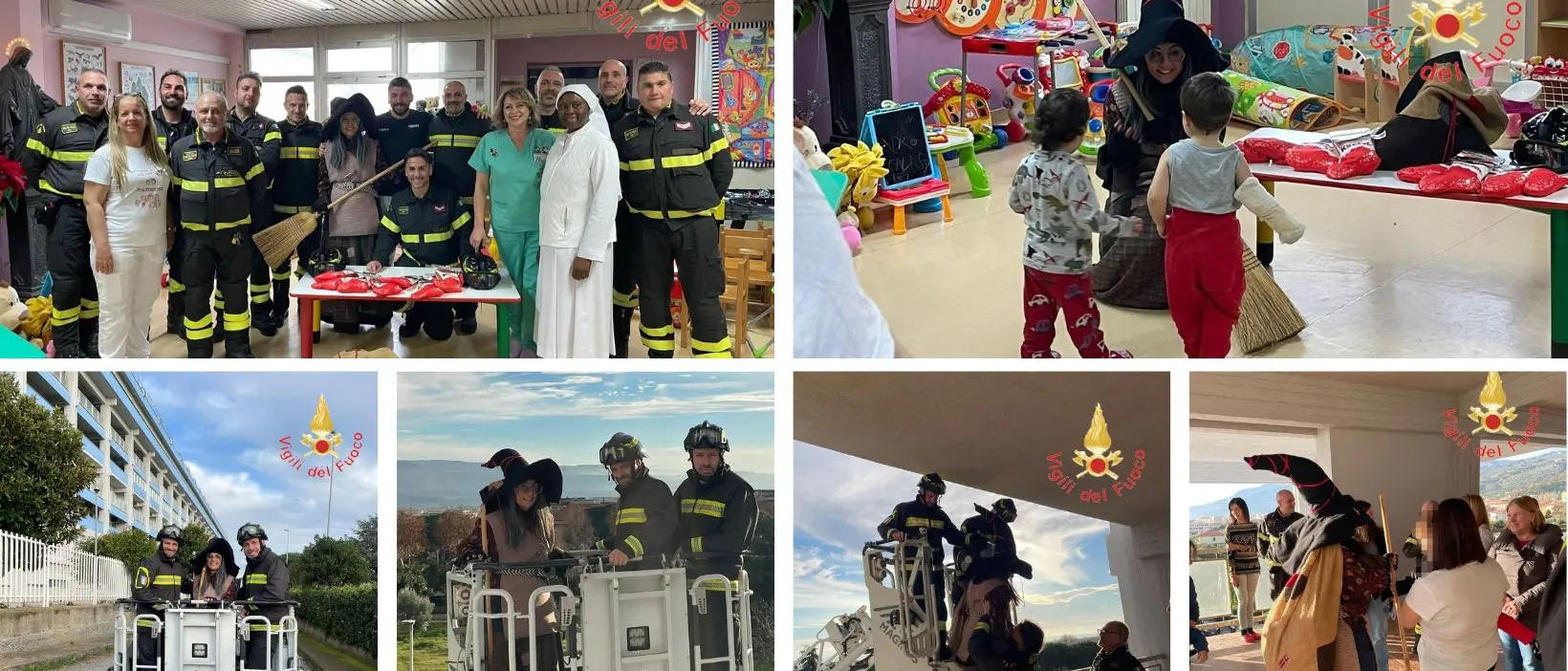 Lamezia, la Befana dei vigili del fuoco arriva dalla finestra per i piccoli pazienti dell’ospedale