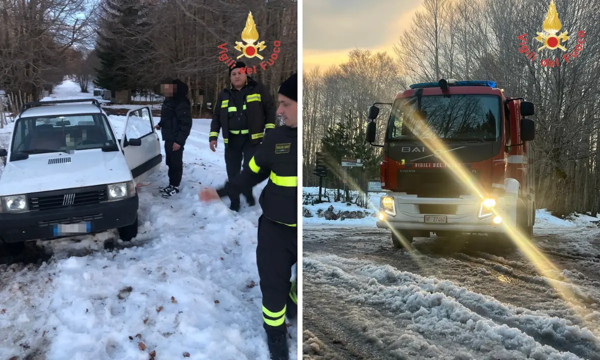 Partono per la Sila in Panda ma restano in panne: due giovani soccorsi dai vigili del fuoco