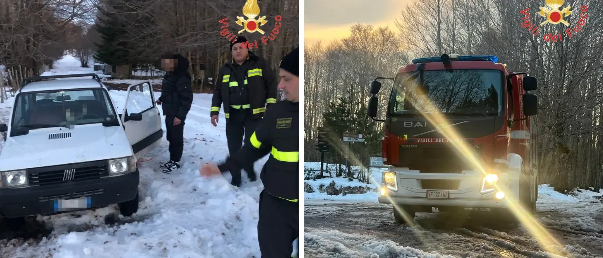 Partono per la Sila in Panda ma restano in panne: due giovani soccorsi dai vigili del fuoco