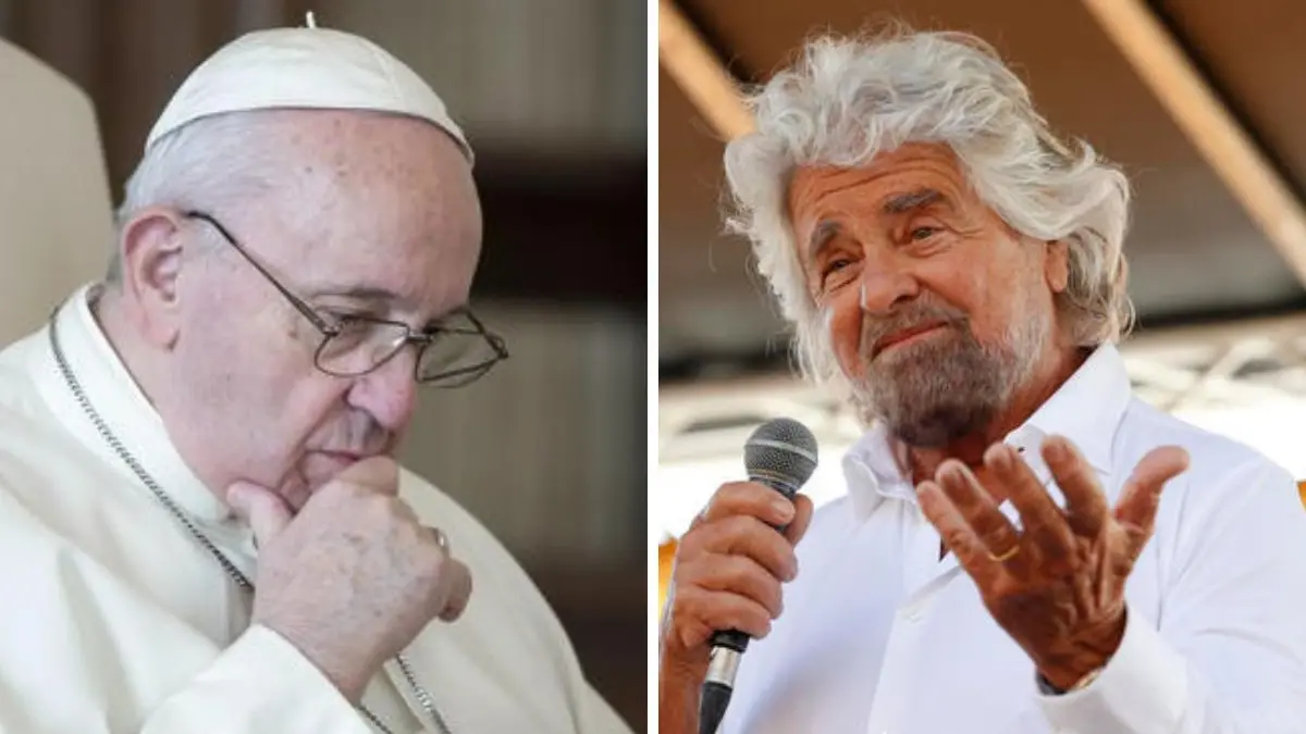 Papa Francesco e Beppe Grillo , Ansa