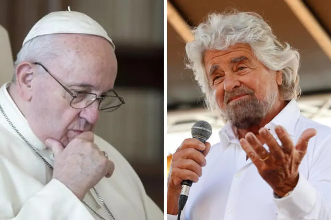 Papa Francesco e Beppe Grillo , Ansa