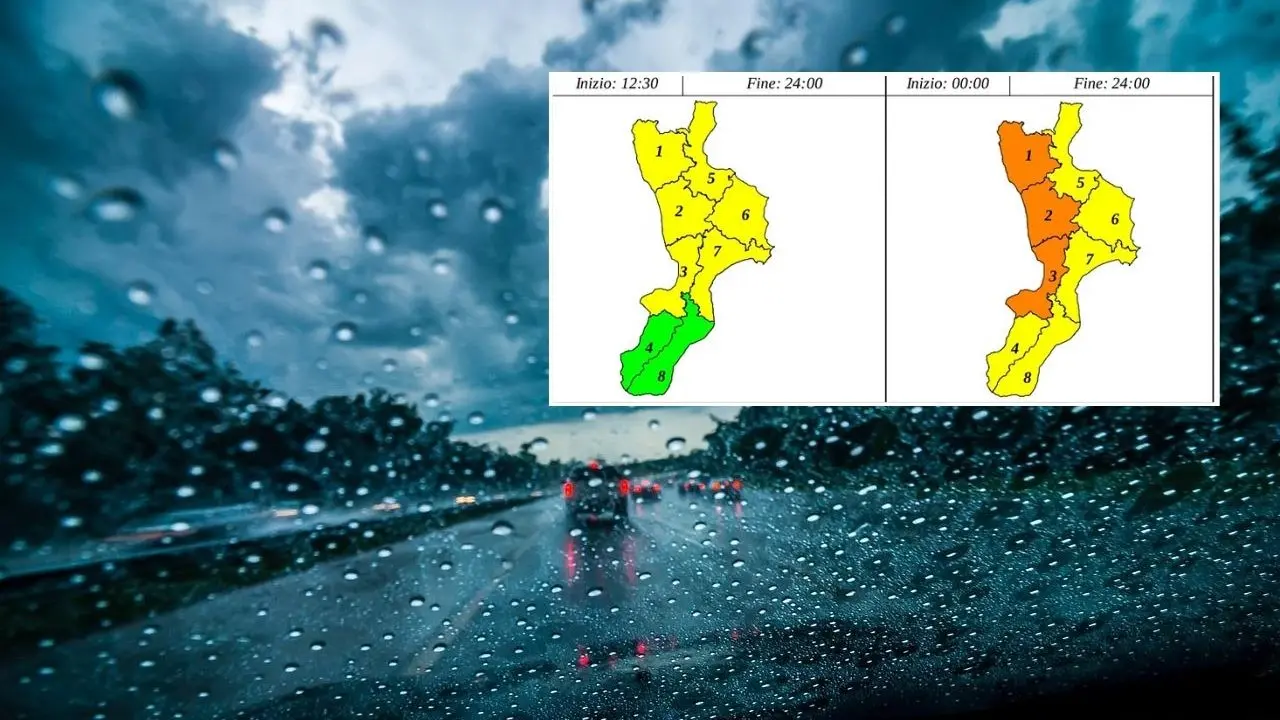 Il maltempo si abbatte sulla Calabria, allerta arancione e gialla nella giornata di domani: ecco dove\n