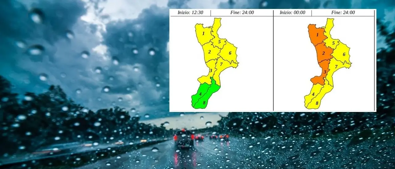 Il maltempo si abbatte sulla Calabria, allerta arancione e gialla nella giornata di domani: ecco dove\n
