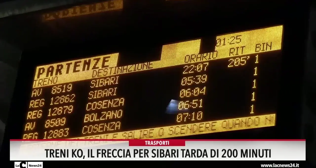 Treni ko, il freccia per Sibari tarda 200 minuti