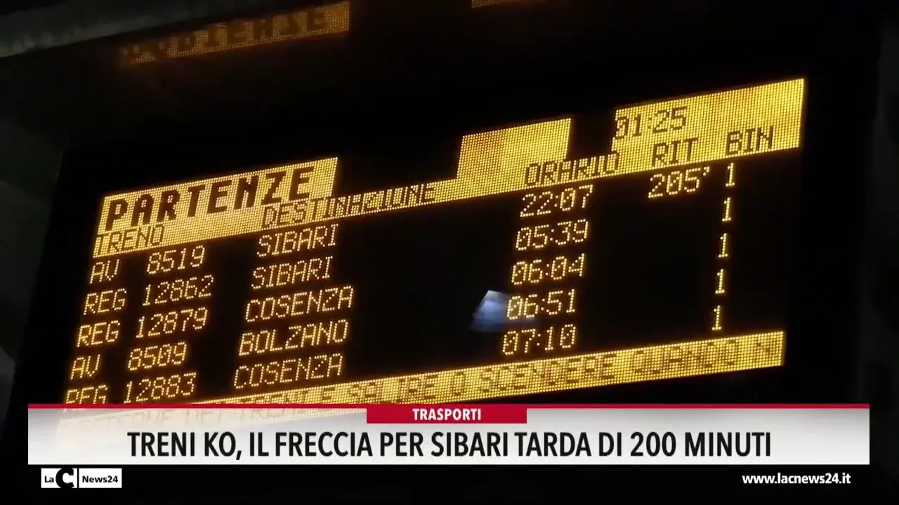 Treni ko, il freccia per Sibari tarda 200 minuti