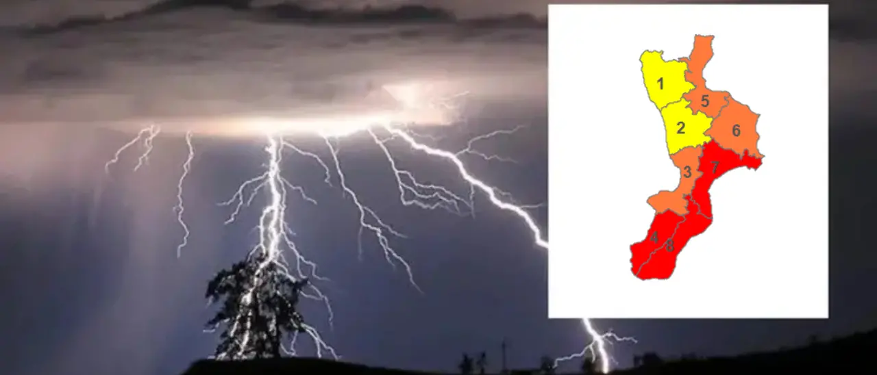 Allerta rossa domani in Calabria, maltempo in arrivo: temporali e forti raffiche di vento. Ecco dove\n
