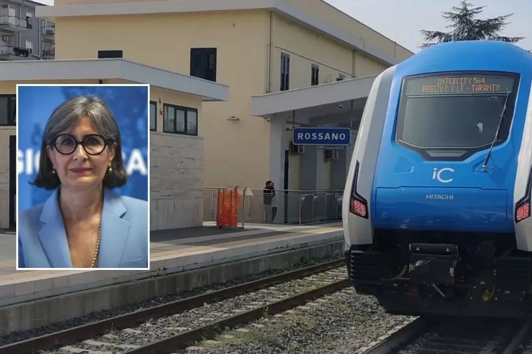 La stazione di Rossano e, nel riquadro, l\\'assessore Caracciolo