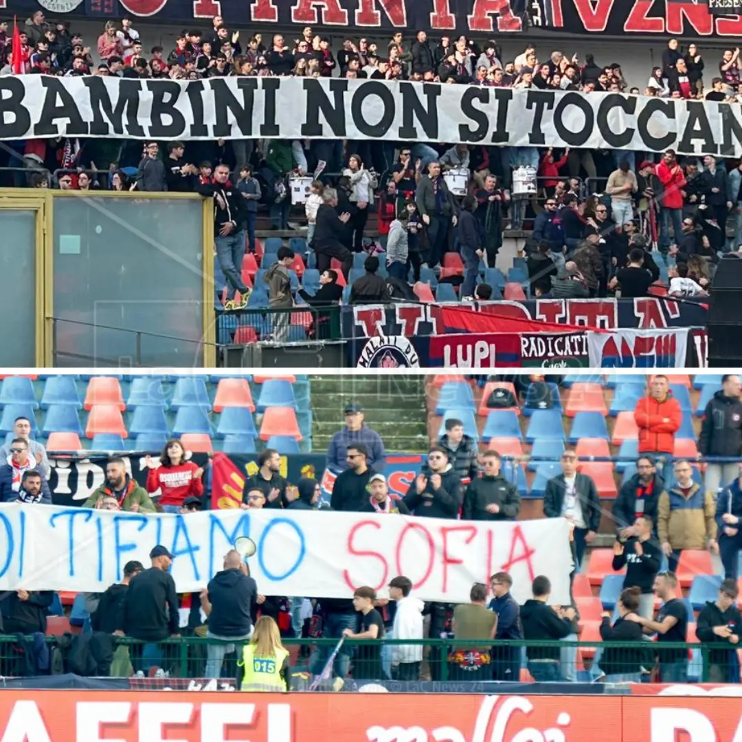 «Noi tifiamo Sofia», gli striscioni e gli applausi allo stadio Marulla per la piccola rapita e ritrovata a Cosenza