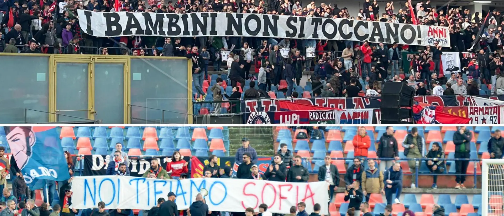 «Noi tifiamo Sofia», gli striscioni e gli applausi allo stadio Marulla per la piccola rapita e ritrovata a Cosenza