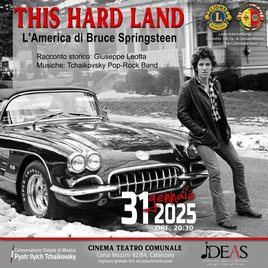 Lions e Conservatorio presentano “This hard land”, serata musicale dedicata a Bruce Springsteen al Comunale di Catanzaro