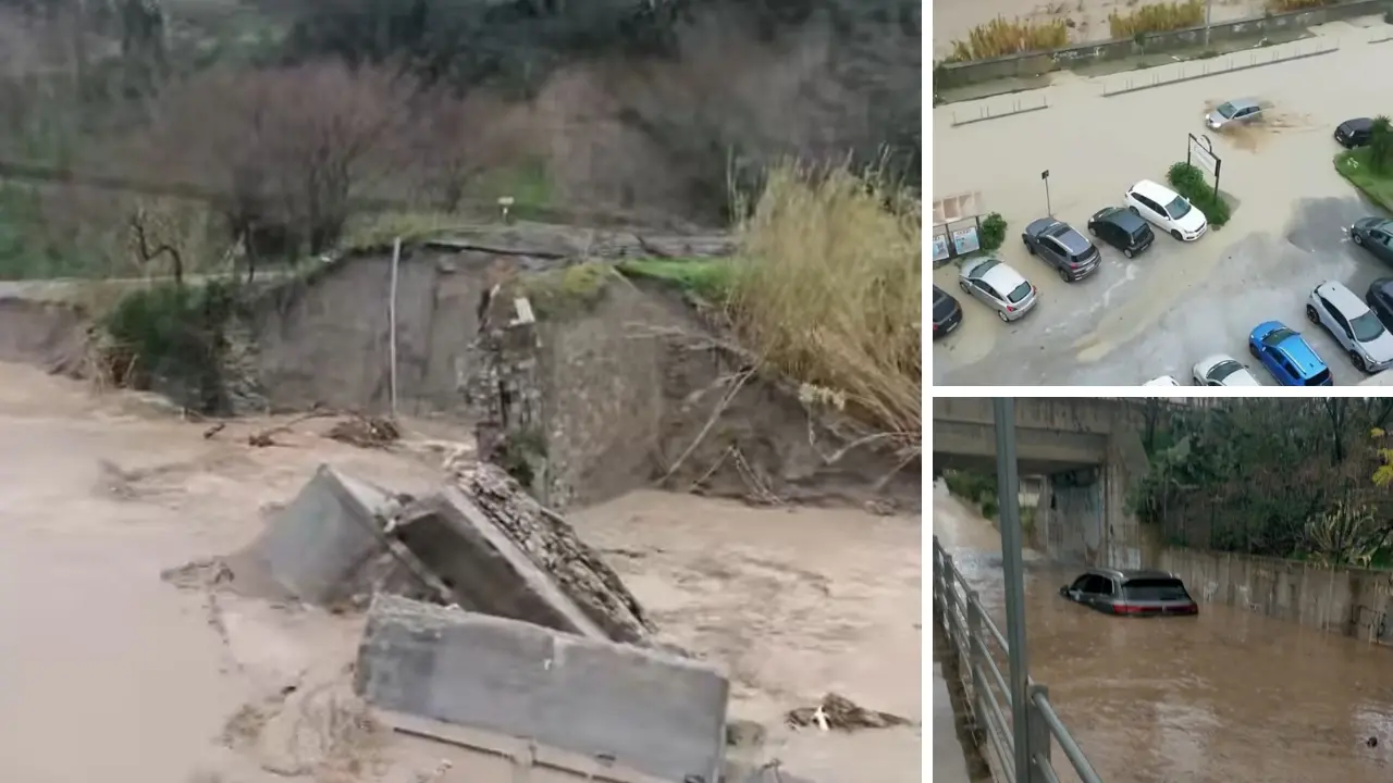 Allerta arancione in Calabria, nel Catanzarese esondano i torrenti: salta anche la consegna dei pasti in ospedale a Germaneto – VIDEO