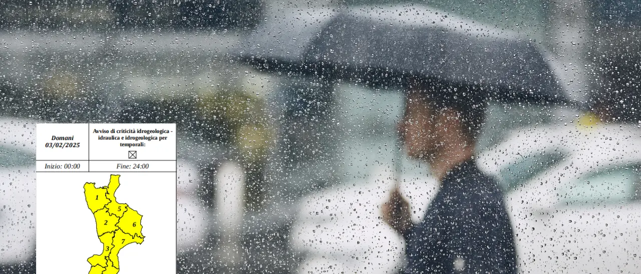 Ancora maltempo in Calabria, per domani l'allerta passa da arancione a gialla