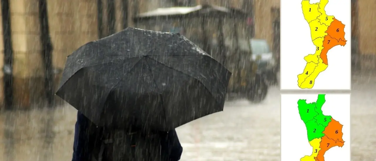 In Calabria allerta gialla e arancione per oggi e domani su gran parte della regione: in arrivo temporali e nubifragi\n