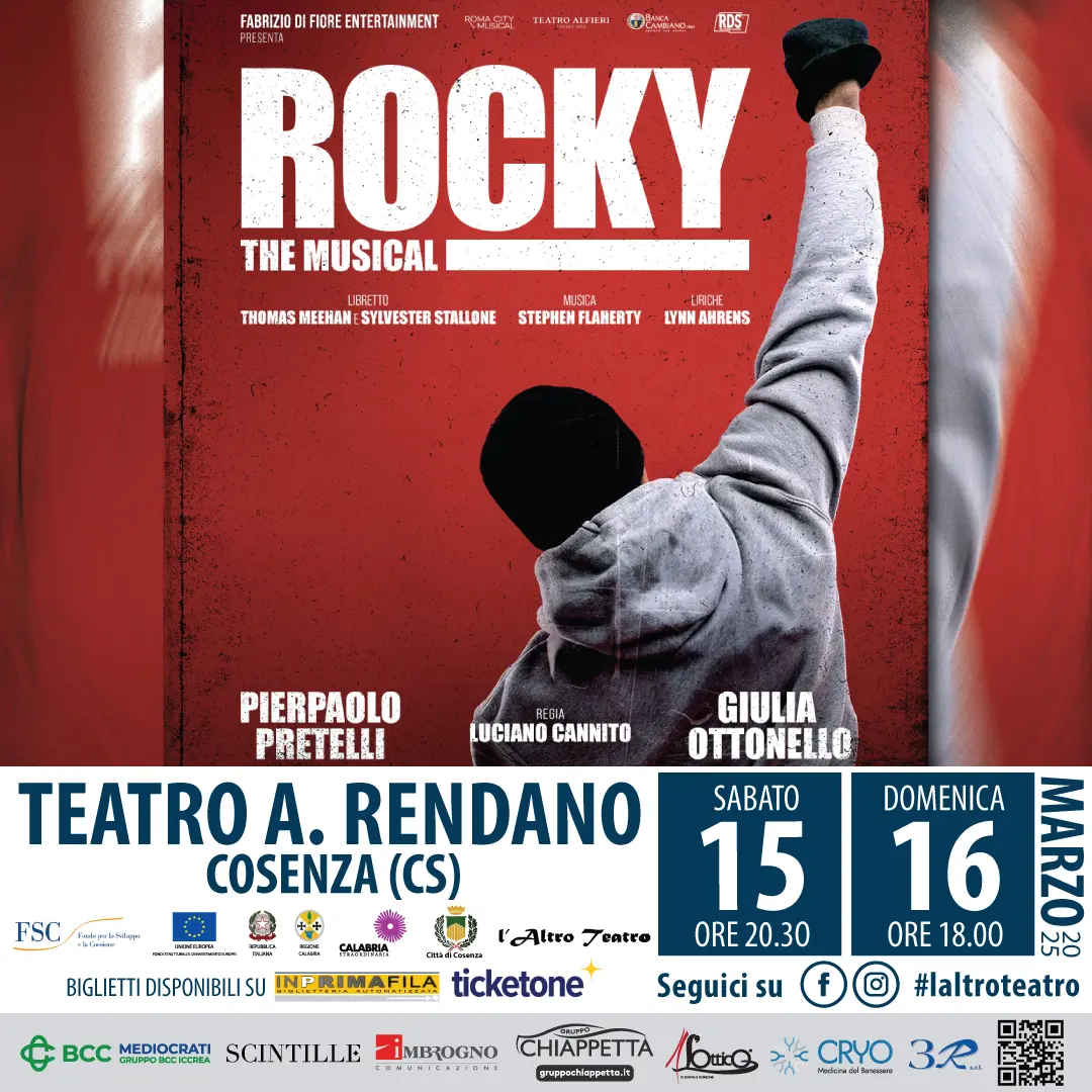 Locandina \\\"Rocky - The Musical\\\" - 15 e 16 marzo al Teatro Rendano