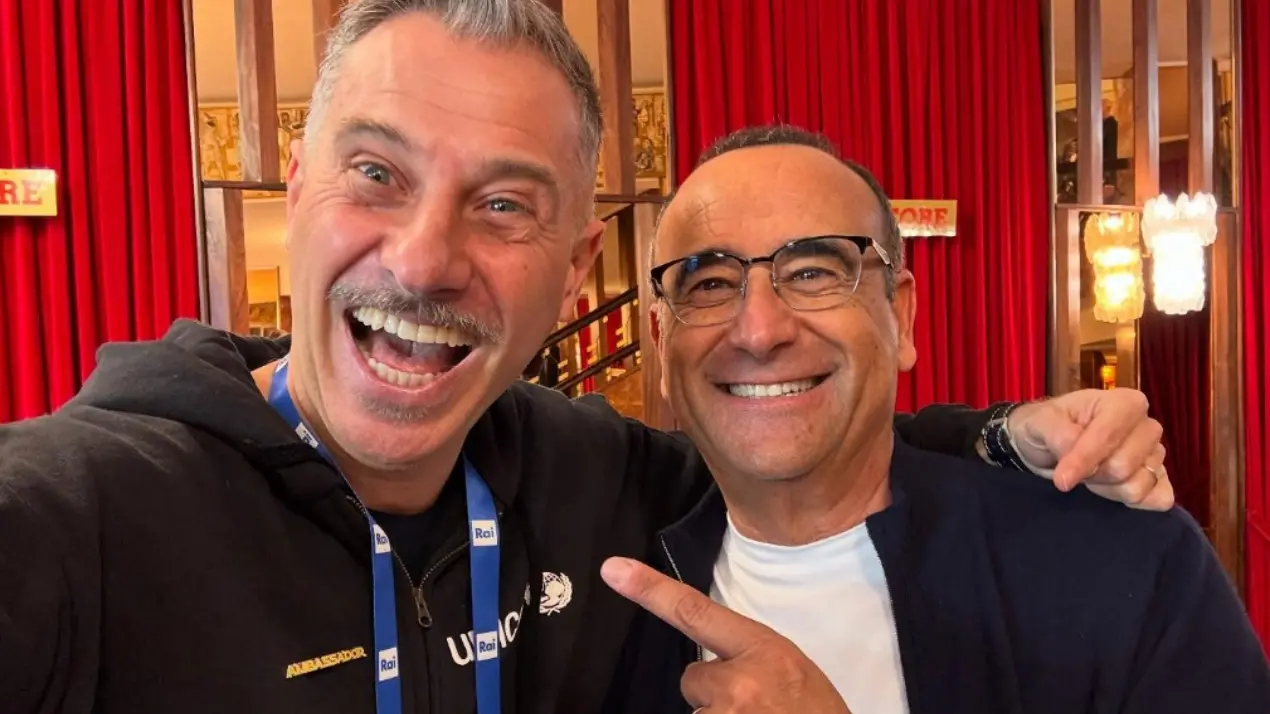 Gabriele Corsi e Carlo Conti, foto da Fb