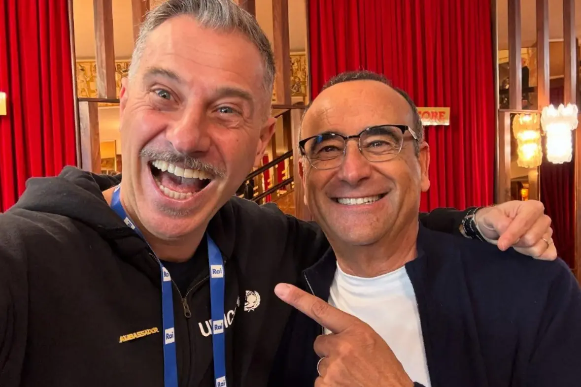 Gabriele Corsi e Carlo Conti, foto da Fb