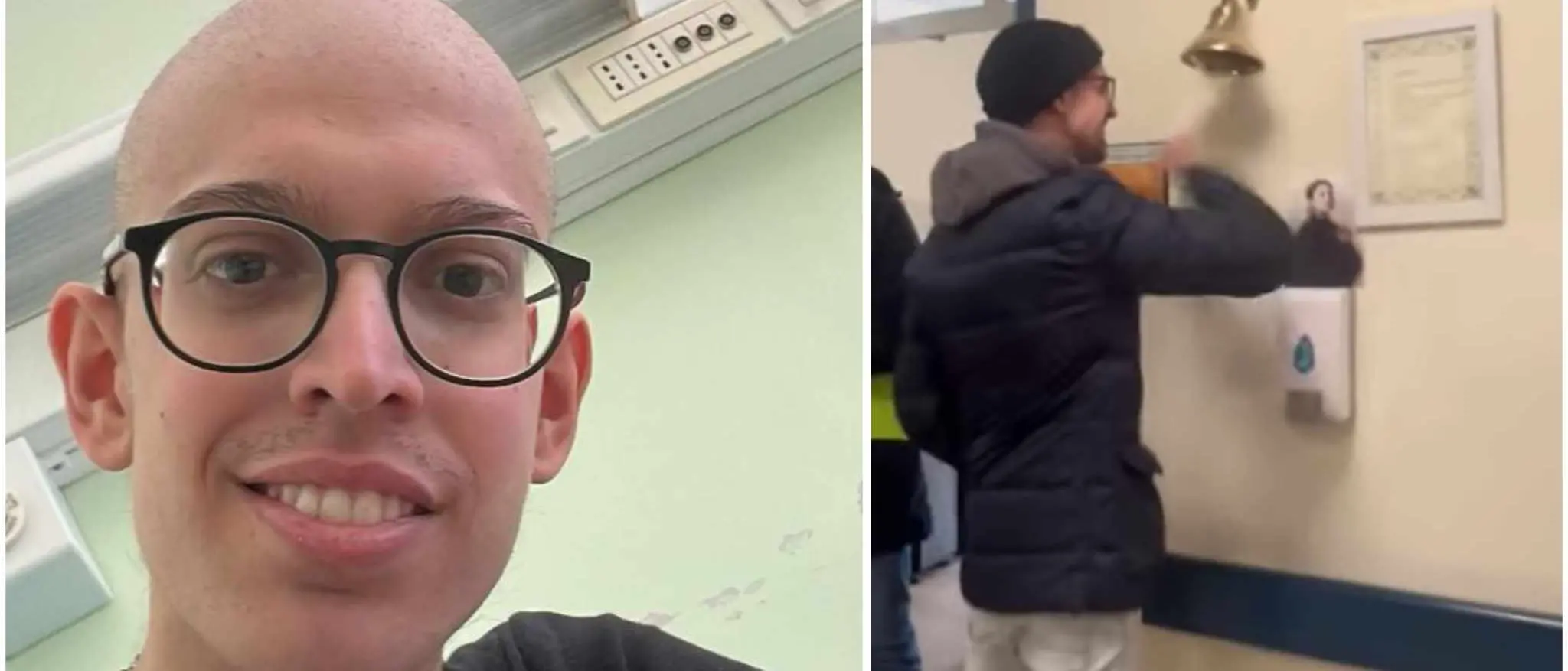 «Devo farcela», a 23 anni Raffaele batte\u00A0un linfoma e commuove il web quando suona la \"campanella del sollievo\"\n