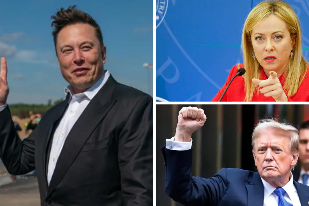 <p>Da sinistra in senso orario: Musk, Meloni e Trump</p>\\n