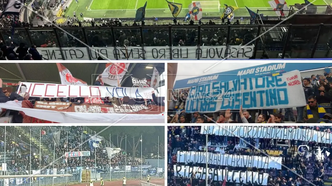Gli striscioni in onore di Salvatore Iaccino