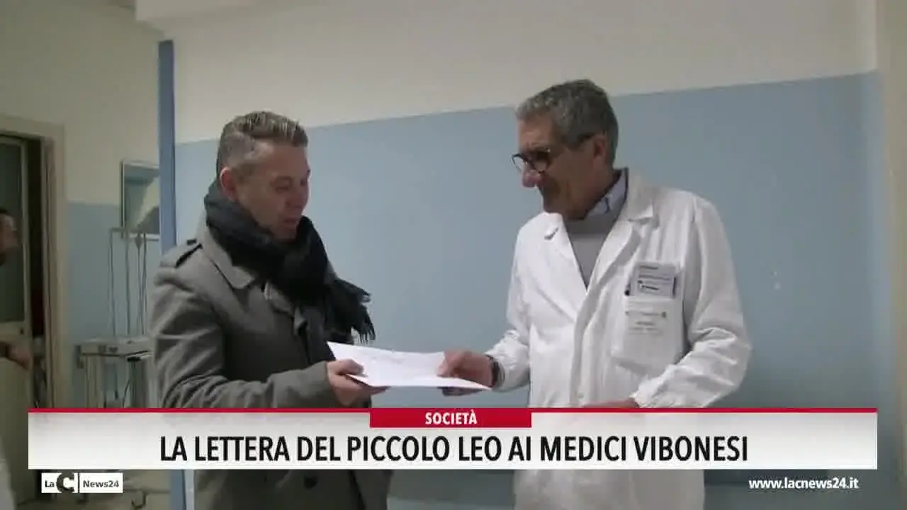 La lettera del piccolo Leo ai medici vibonesi