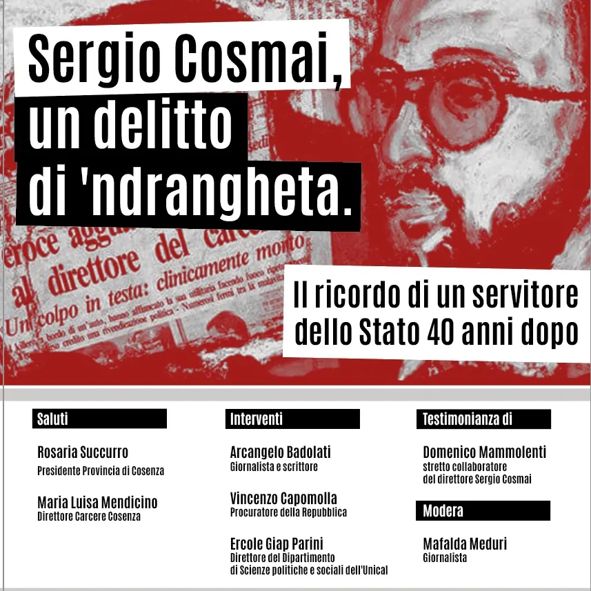 Sergio Cosmai, un delitto di ‘ndrangheta: Cosenza ricorda il servitore dello Stato ucciso 40 anni fa\n