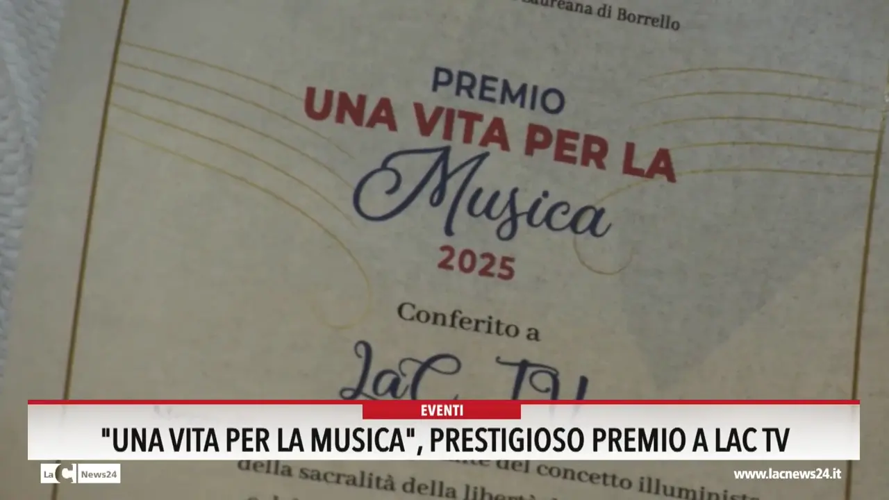 Una vita per la musica, prestigioso premio a LaC Tv