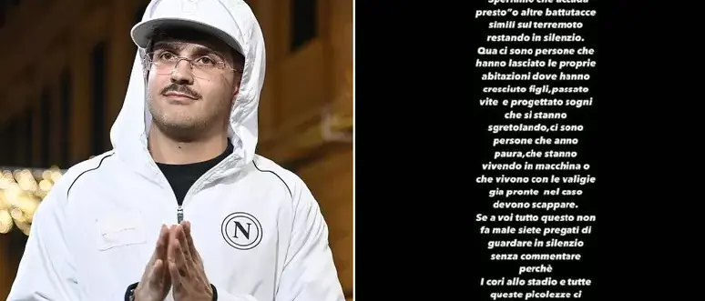 Geolier contro gli haters dopo il terremoto: «Basta offese, rispetto per i napoletani»\n