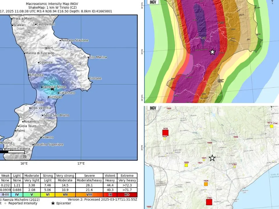 Terremoto a Catanzaro, 134 (lievi) scosse in un mese lungo la faglia che 400 anni fa fece registrare un sisma di magnitudo 7.1