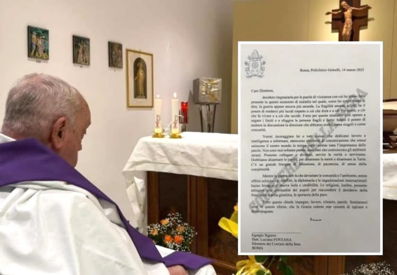 Il Papa: «Dobbiamo disarmare le parole, per disarmare le menti e disarmare la Terra»\n