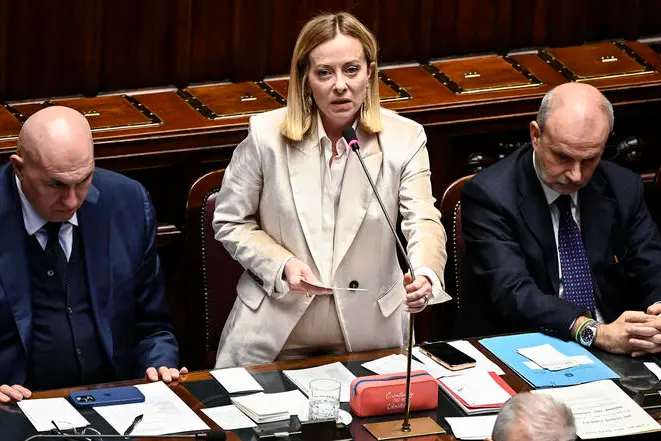 Il discorso della premier Meloni alla Camera dei deputati , ANSA