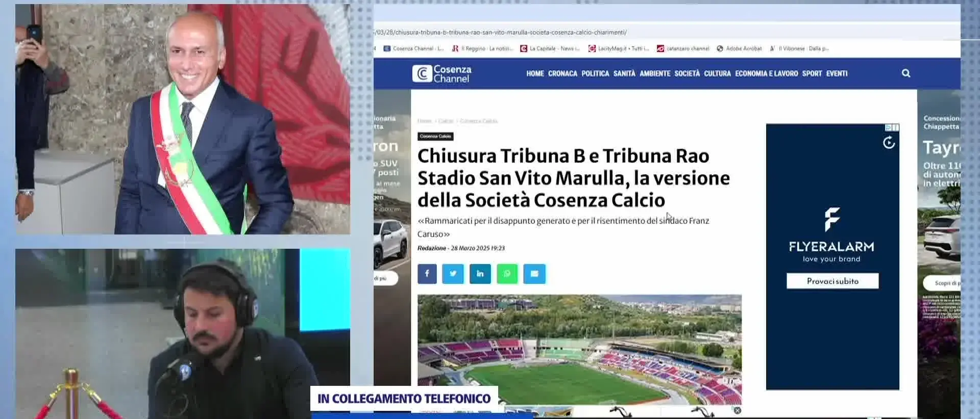 Cosenza Calcio, ennesimo scontro Caruso-Guarascio. Il sindaco a LaC: «Il presidente non rispetta i ruoli istituzionali»\n