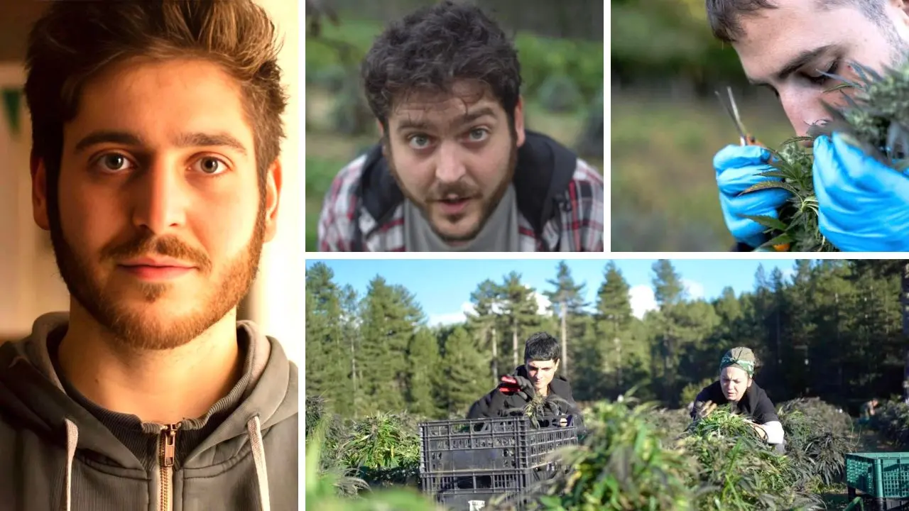 Il giovane imprenditore Mattia Cusani, nei riquadri giovani al lavoro nell\\'azienda Jurefarm