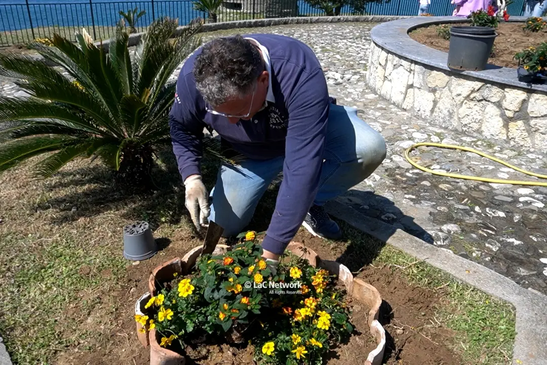 <p>Cittadini piantano i fiori a Capo Tirone</p>\\n
