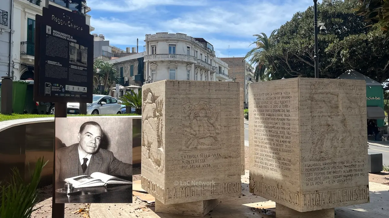 <p>Monumento alla memoria di Corrado Alvaro a Reggio Calabria</p>\\n