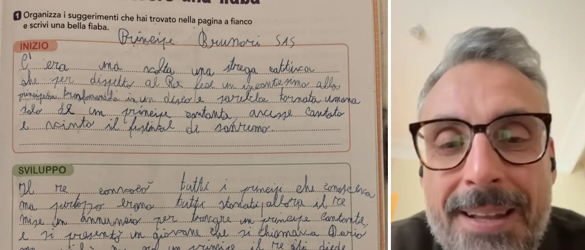Il principe Brunori Sas, una bambina a scuola dedica una favola al cantante calabrese che si commuove