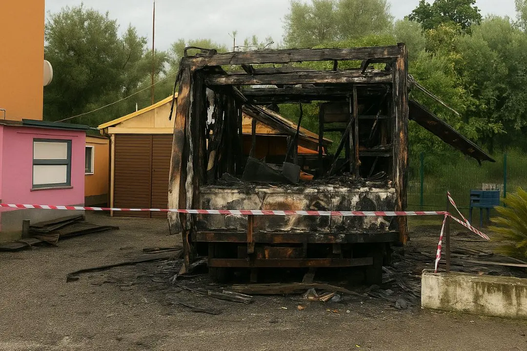 Camion distrutto dalle fiamme a Corigliano Rossano