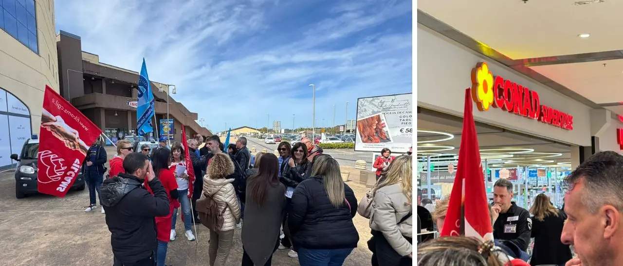 Sciopero alla Conad dei Due Mari gestita da Sorinat: «Siamo qui per difendere i nostri diritti»\n