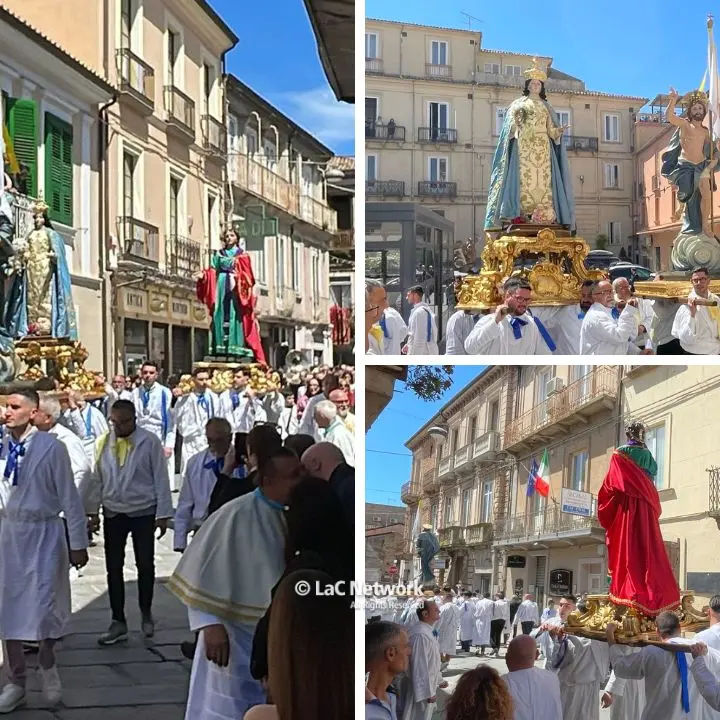 Pasqua a Vibo, si rinnova il secolare rito dell’Affruntata: bagno di folla sul corso per l’incontro tra la Madonna e Cristo risorto