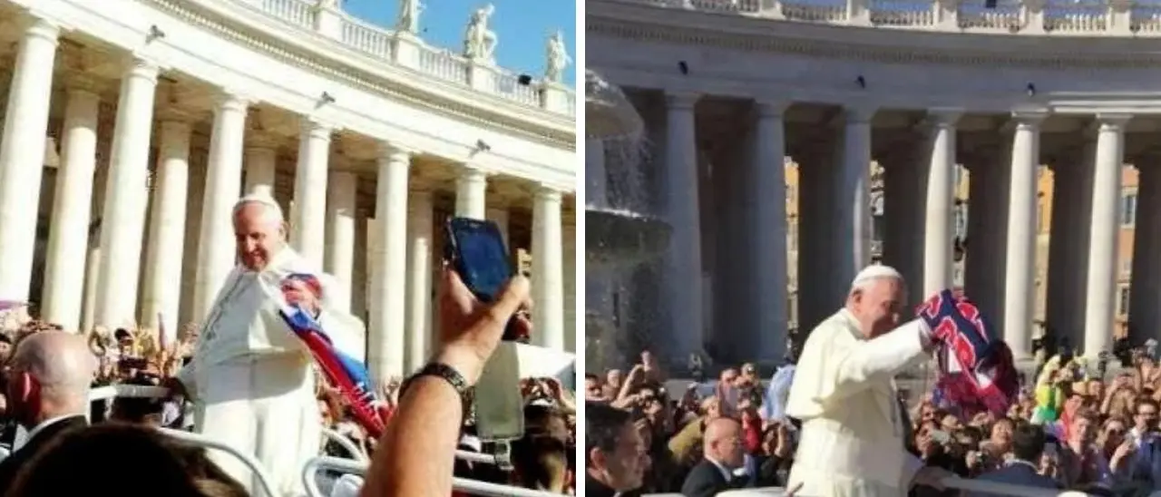 Papa Francesco e il calcio: le sciarpe di Cosenza e Crotone sventolate dal pontefice che amava il rossoblù del San Lorenzo\n
